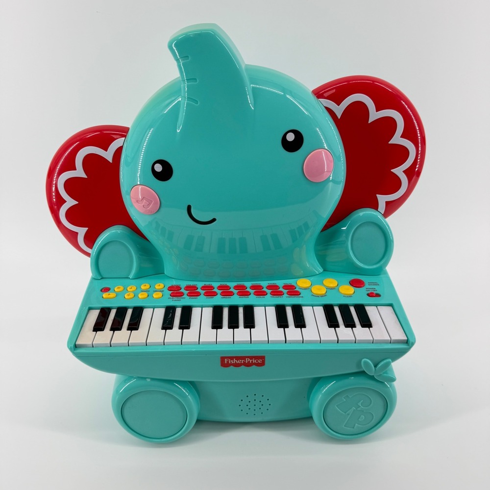 Fisher-Price Elephant Keyboard Piano Teal Plastic Musical Toy